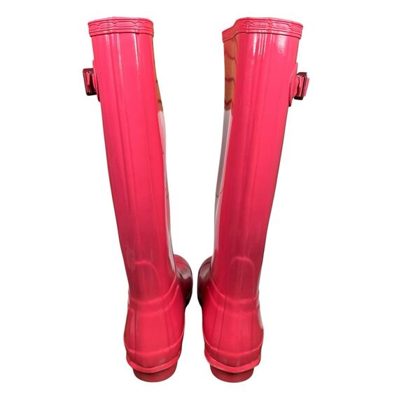 Hunter Original Tall Gloss Rain Boots Pink Womens Size 7 US / 38 EU Waterproof - Picture 6 of 10